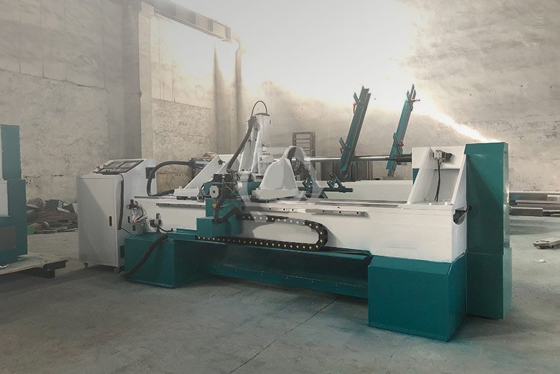 auto feeding CNC wood lathe in factory ready to deliver