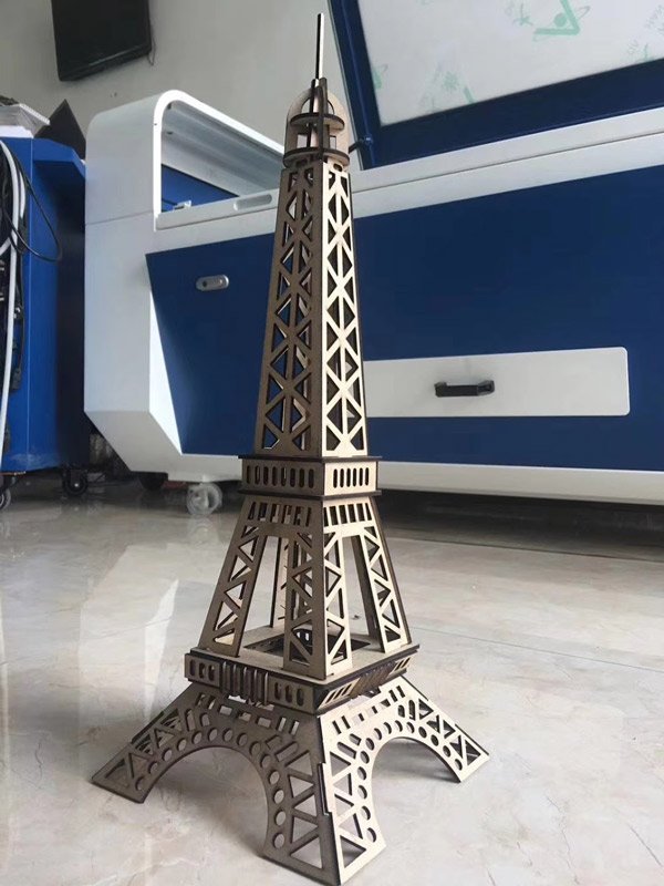 CO2 laser cutting machine cut Eiffel tower